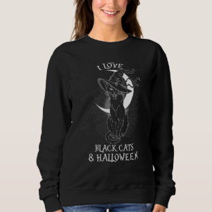 Sweatshirt I Love Black Cats Horror Night - Éffrayant
