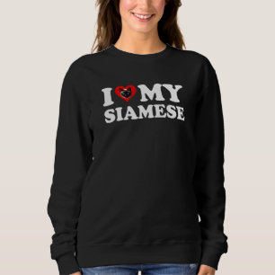 Sweatshirt I Love (Coeur) Mon Amoureux des chats siamais