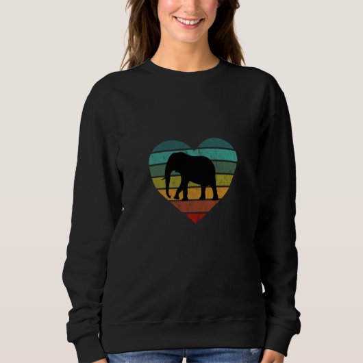 Sweatshirt I Love Elephants Coeur rétro (Devant)