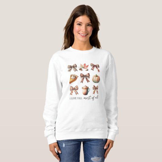 Sweatshirt I Love Fall Most of All, Automne Coquette Femmes (Devant entier)