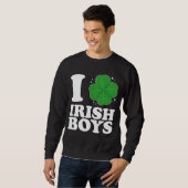 Sweatshirt I Love Irish Boys Shamrock Heart St Patrick's Day (Devant entier)
