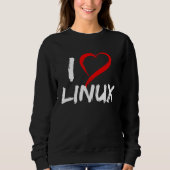 Sweatshirt I Love Linux with Heart Penguin Tux Open Source Os (Devant)