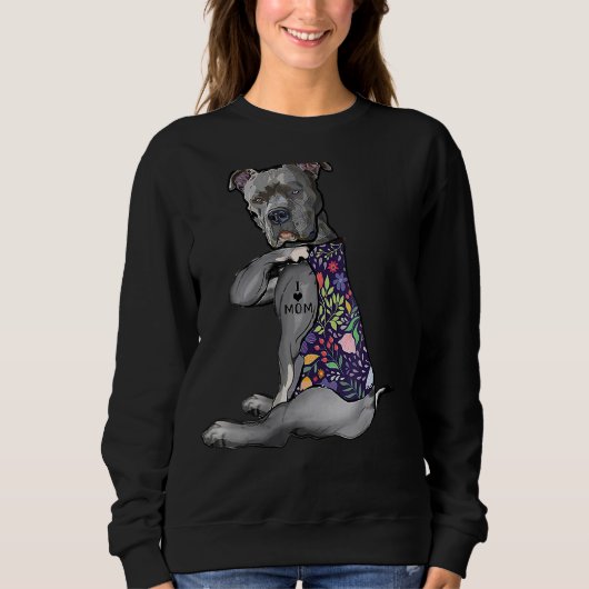 Sweatshirt I Love Maman Tattoo Pitbull Maman Chien Femmes 1 (Devant)