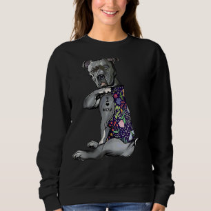 Sweatshirt I Love Mom Pitbull Chien Fleur de tatouage Fête de