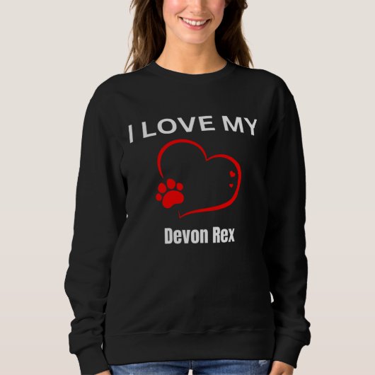 Sweatshirt I love my devon rex breed cat Cat (Devant)