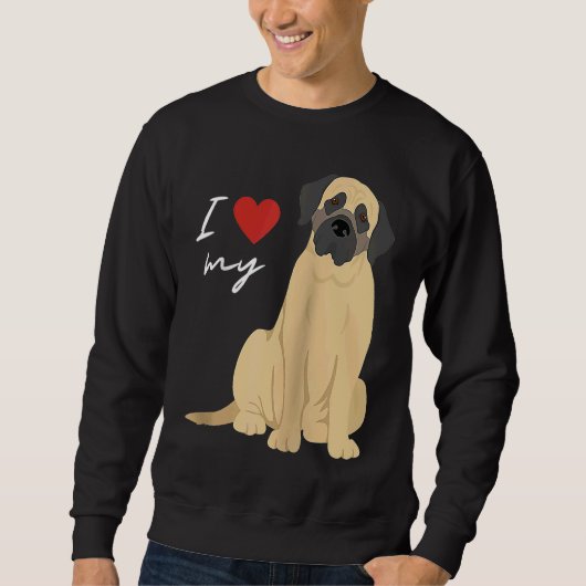 Sweatshirt I Love My Mastiff Dog Raglan Baseball (Devant)