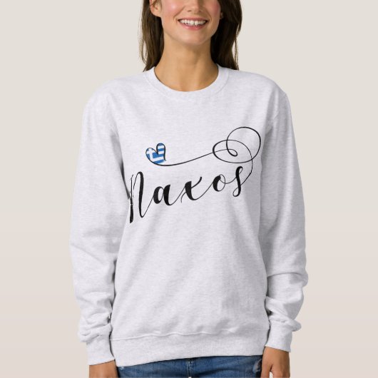 Sweatshirt I Love Naxos, Drapeau Grec (Devant)