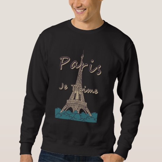 Sweatshirt I Love Paris and Eiffel Tower Bonjour from France (Devant)