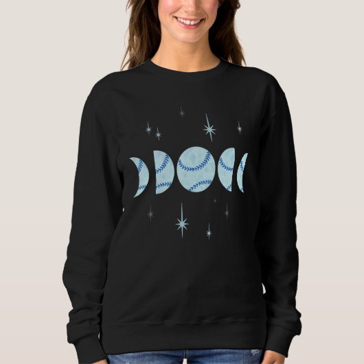 Sweatshirt I Love Softball Moon Phases In Light Blue Pastel A (Devant)
