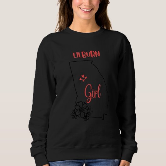 Sweatshirt I Love State Of Georgia Flower Outline Lilburn Cit (Devant)