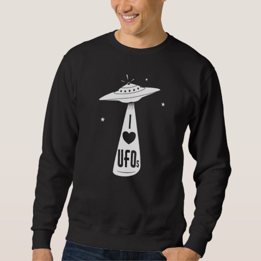 Sweatshirt I Love Ufos Classic Alien Ship Design (Devant)