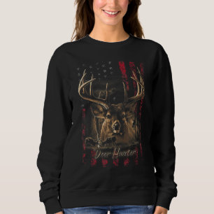 Sweatshirt I LOVE USA American Flag and Deer Hunter