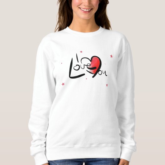 Sweatshirt I Love You Romantic Heart Art (Devant)