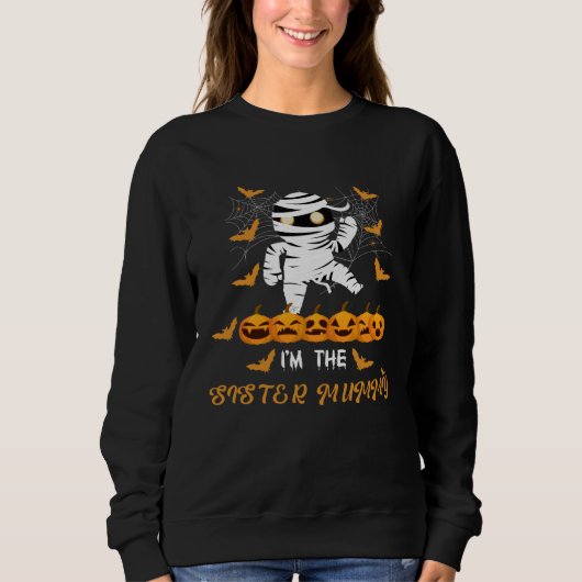 Sweatshirt I m The Aunt Mummy Halloween Scary Mummy And Pumpk (Devant)