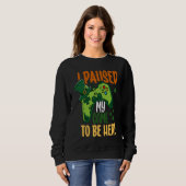 Sweatshirt I paused my Game to be here Shamrock St Patricks D (Devant entier)