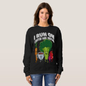 Sweatshirt I Run On Coffee And Veggies Vegan Runner Vegetaria (Devant entier)