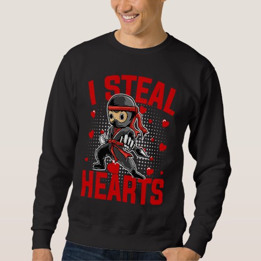 Sweatshirt I Steal Hearts Ninja Boys Valentines Day Love Todd (Devant)