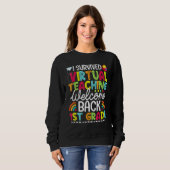Sweatshirt I Survived Virtual Teaching Welcome Back 1st Grade (Devant entier)