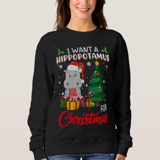Sweatshirt I Want A Hippopotamus For Christmas Xmas Hippo For (Devant)