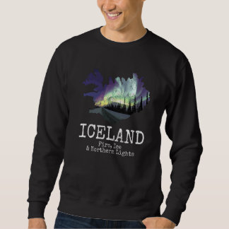 Sweatshirt Iceland Map Fire Ice Northern Light Icelandic Souv