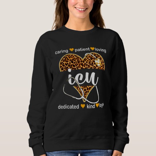 Sweatshirt Icu Intensive Care Unit Appréciation Leopard Heart (Devant)