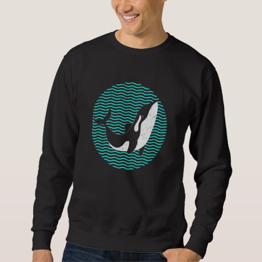 Sweatshirt Idée Aquariste Rétro Baleine Océan Aquarium Animal (Devant)