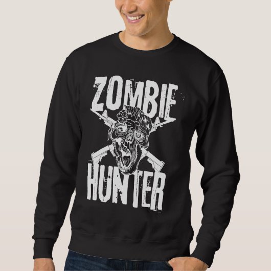 Sweatshirt Idée de costume d'Halloween de chasseur de zombies (Devant)