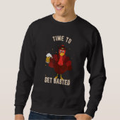 Sweatshirt Il Est Temps De Boire Basted Thanksgiving Turquie (Devant)