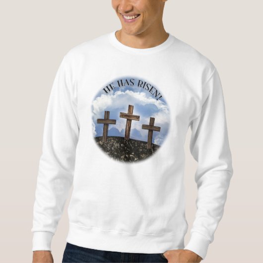 Sweatshirt Il s'est levé 3 croix rocailleuses avec Prayer de (Devant)