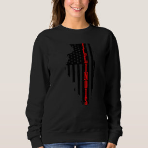 Sweatshirt Illinois American Flag State Map Fierté patriotiqu