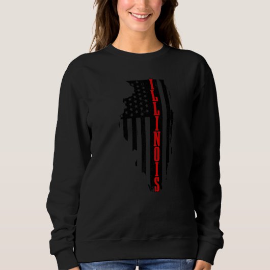 Sweatshirt Illinois American Flag State Map Fierté patriotiqu (Devant)