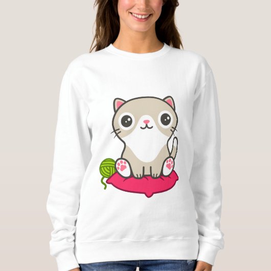 Sweatshirt Illustration Cute Kitty (Devant)