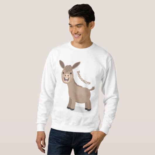 Sweatshirt Illustration d'âne miniature joyeux (Devant entier)