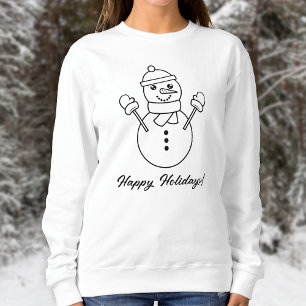 Sweatshirt Illustration D'Art De Ligne Snowman Avec Texte Per