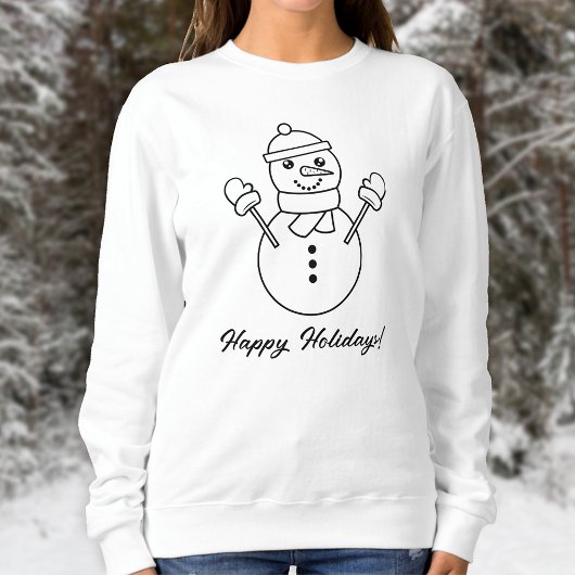 Sweatshirt Illustration D'Art De Ligne Snowman Avec Texte Per