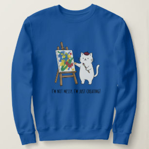 Sweatshirt Illustration d'artiste de chat blanc colorée Desig