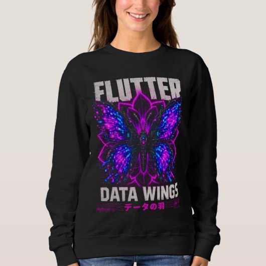 Sweatshirt Illustration Data Wings – Papillon numérique et né (Devant)