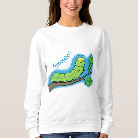 Sweatshirt Illustration de bande dessinée de chenille verte m (Devant)