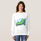 Sweatshirt Illustration de bande dessinée de chenille verte m (Devant entier)