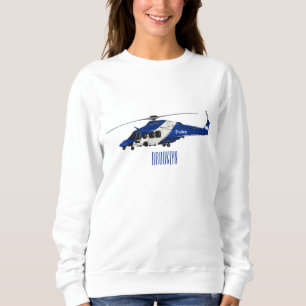 Sweatshirt illustration de bande dessinée d'hélicoptère de po
