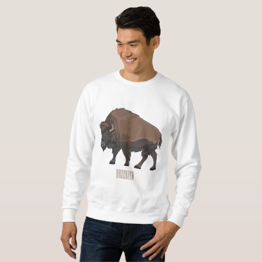 Sweatshirt Illustration de bison (Devant entier)