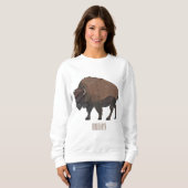 Sweatshirt Illustration de bison (Devant entier)