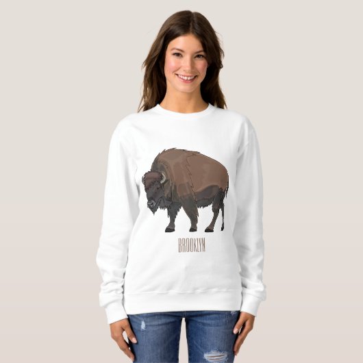 Sweatshirt Illustration de bison (Devant entier)