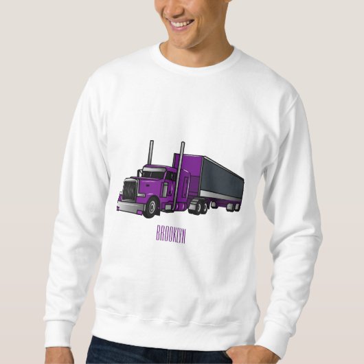 Sweatshirt Illustration de camion semi-remorque (Devant)