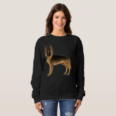 Sweatshirt Illustration De Chien De Berger Allemand Noir Et T (Devant entier)
