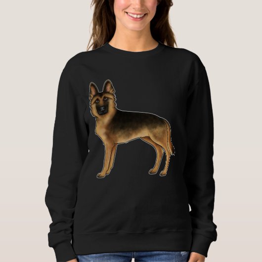 Sweatshirt Illustration De Chien De Berger Allemand Noir Et T (Devant)