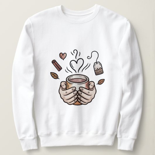 Sweatshirt Illustration de couverture de thé d'automne doodle (Design devant)