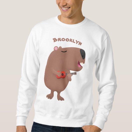 Sweatshirt Illustration de dessin animé de capybara ukulele (Devant)