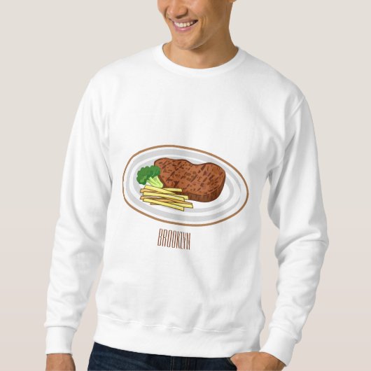 Sweatshirt Illustration de dessin de steak (Devant)