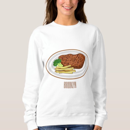 Sweatshirt Illustration de dessin de steak (Devant)